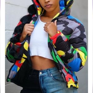 Retro Womens Down Jacket Camo